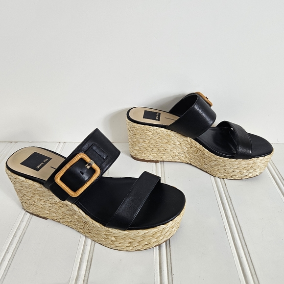 Dolce Vita Sandals Womens Size 8.5 Black Thorin  Espadrille Wedge Platform Shoes - Picture 3 of 13